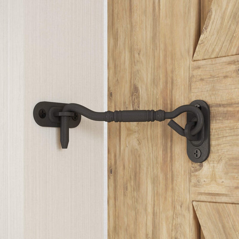 skysen 4  Privacy Hook Latch for Sliding Barn Door  Black(2802) - Image 1